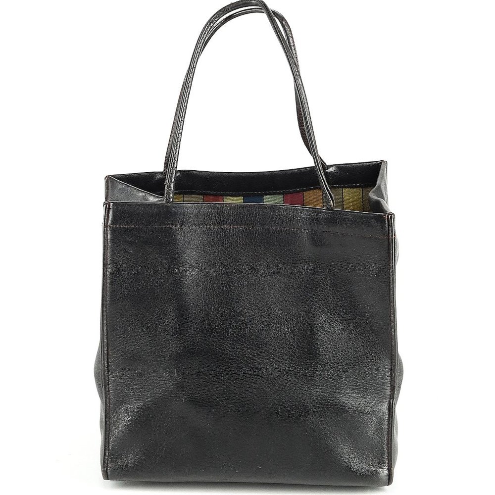 Vintage 1960s COACH Bonnie Cashin Black Lunch Bag Purse w/ Early Mexican Stripe